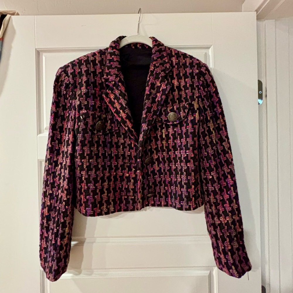 Vintage Black and Pink Houndstooth Blazer